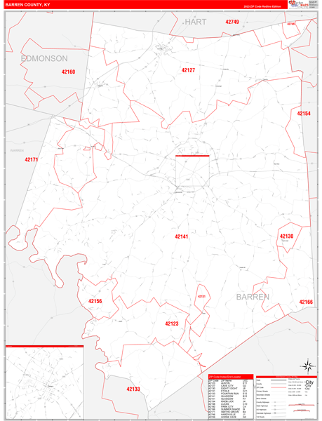 Barren County, KY Zip Code Map