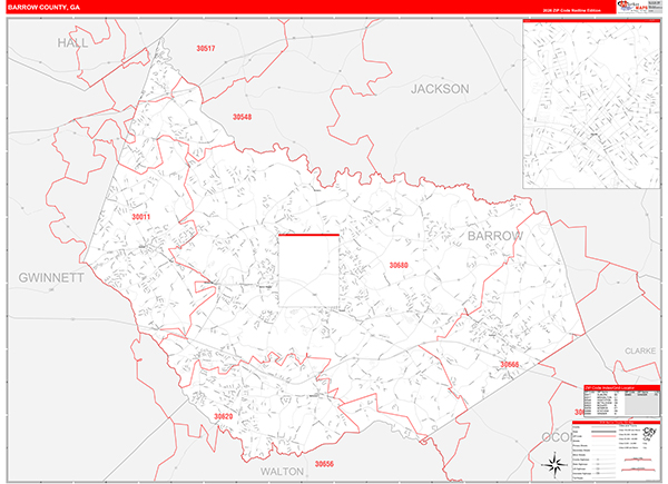 Barrow County, GA Zip Code Map