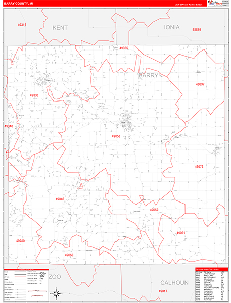 Barry County, MI Zip Code Map