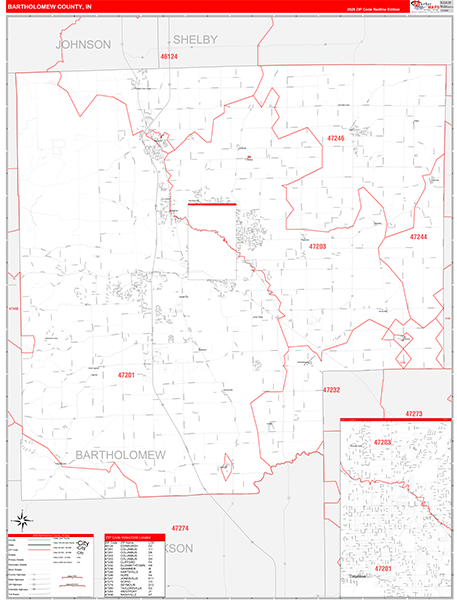 Bartholomew County, IN Zip Code Map