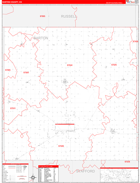 Barton County, KS Zip Code Map