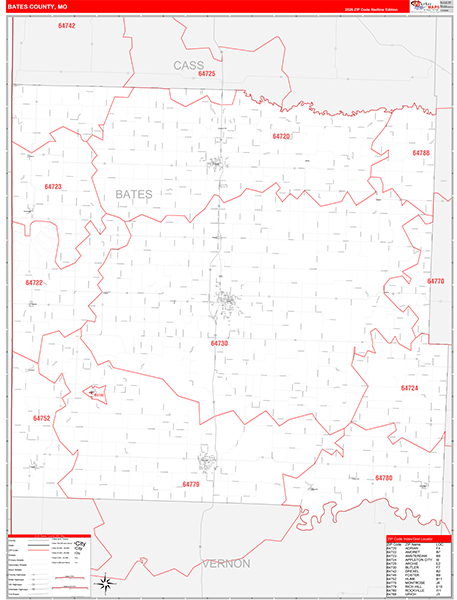 Bates County, MO Zip Code Map