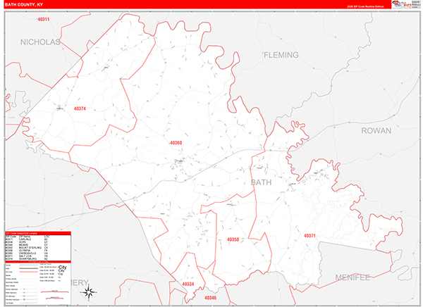Bath County, KY Zip Code Map