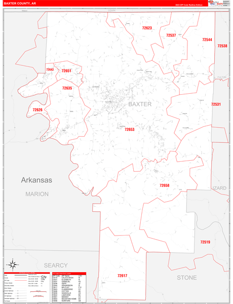 Baxter County Digital Map Red Line Style