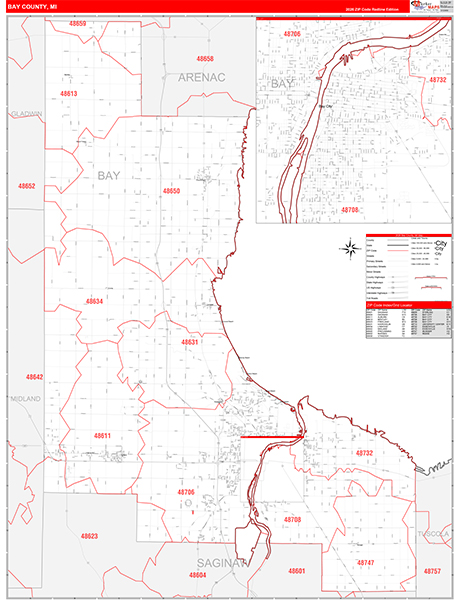 Bay County, MI Zip Code Map