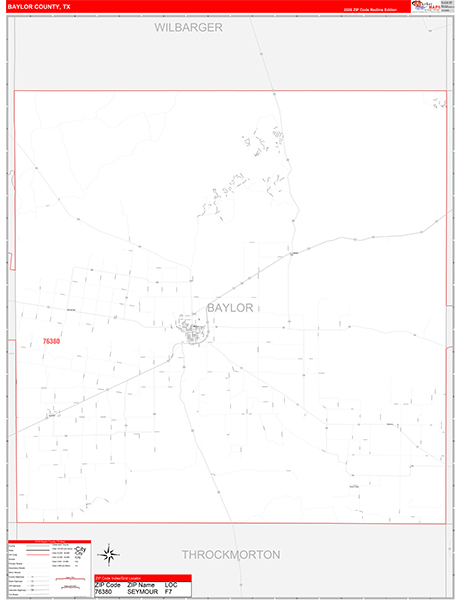 Baylor County, TX Zip Code Map