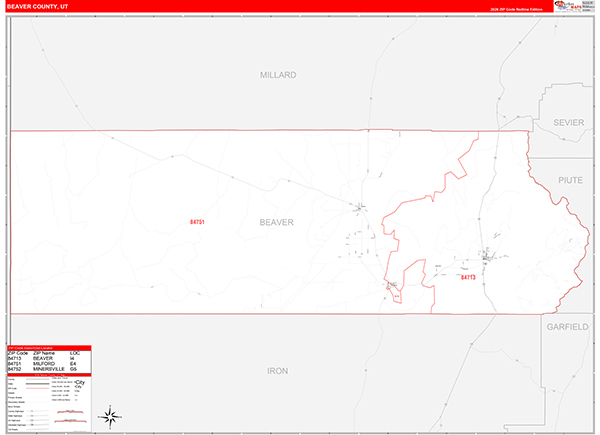 Beaver County, UT Zip Code Map