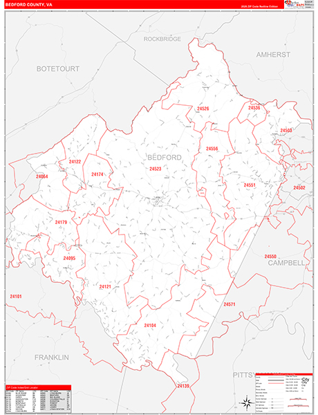 Bedford County, VA Zip Code Map
