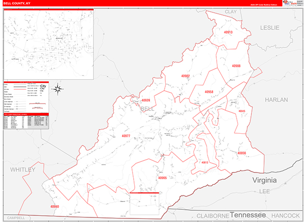 Bell County, KY Zip Code Map