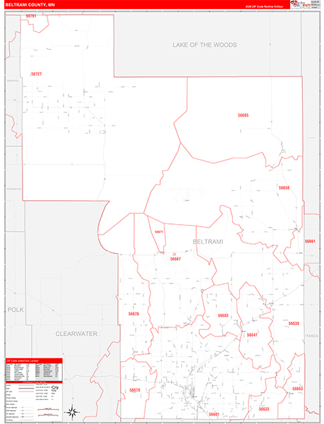 Beltrami County, MN Zip Code Map