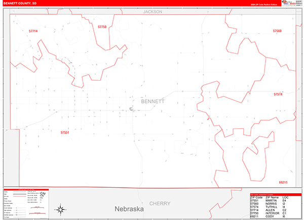 Bennett County, SD Zip Code Map