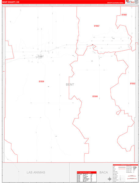 Bent County, CO Zip Code Map