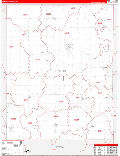 Benton County, IA Zip Code Wall Map