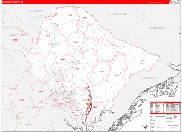 Berkeley County, SC Zip Code Map
