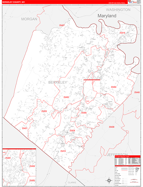 Berkeley County, WV Zip Code Map