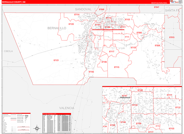 Bernalillo County, NM Zip Code Map