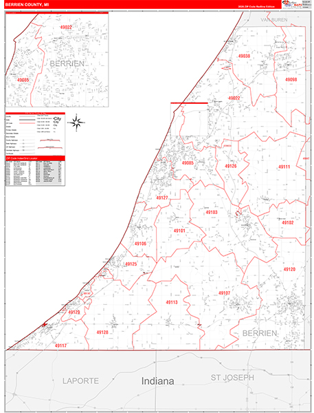 Berrien County, MI Zip Code Map