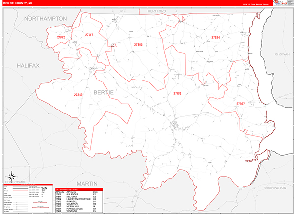 Bertie County, NC Zip Code Map