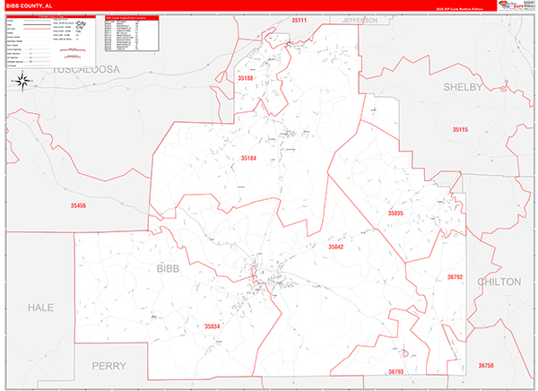 Bibb County, AL Zip Code Map