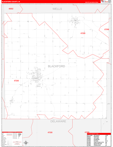 Blackford County, IN Zip Code Map
