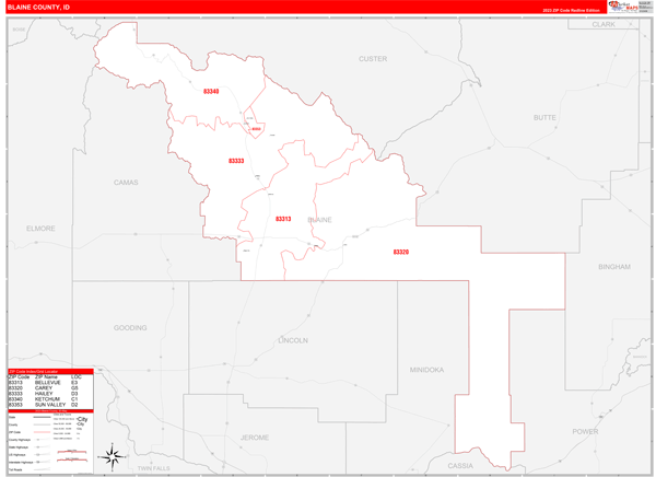 Blaine County, ID Zip Code Map