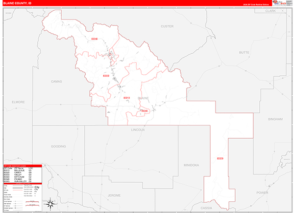 Blaine County, ID Zip Code Map