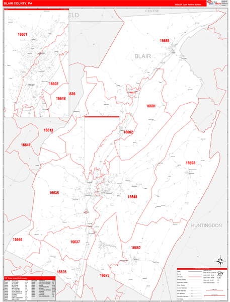 Blair County, PA Zip Code Map