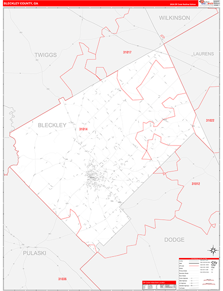 Bleckley County, GA Zip Code Map