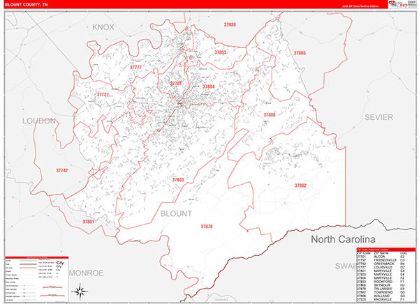 Blount County, TN Zip Code Map