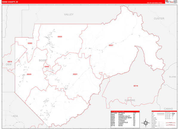 Boise County, ID Zip Code Map
