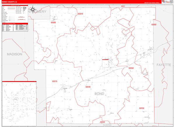 Bond County, IL Zip Code Map