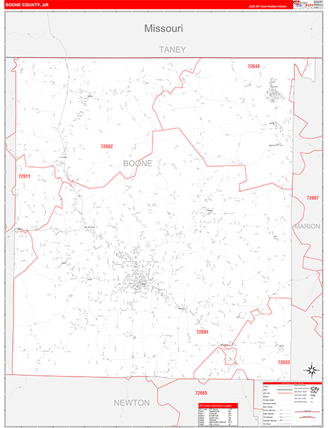 Boone County, AR Zip Code Map