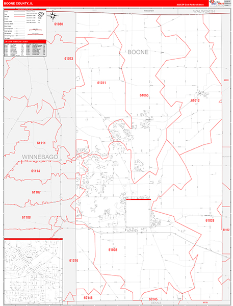 Boone County, IL Carrier Route Wall Map