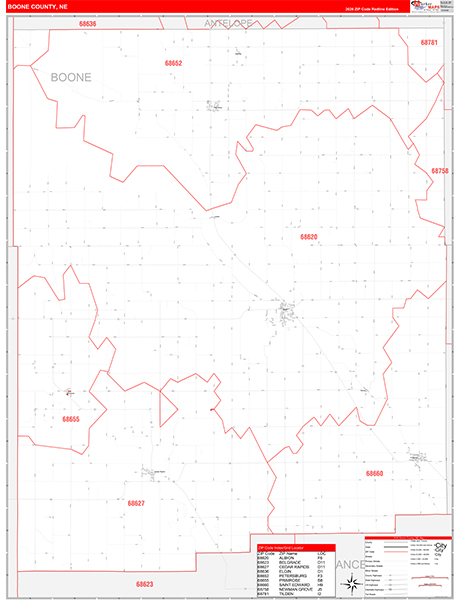 Boone County, NE Zip Code Map