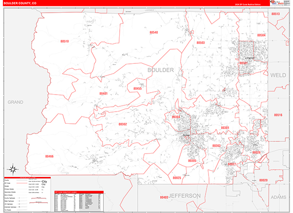 Boulder County, CO Zip Code Map