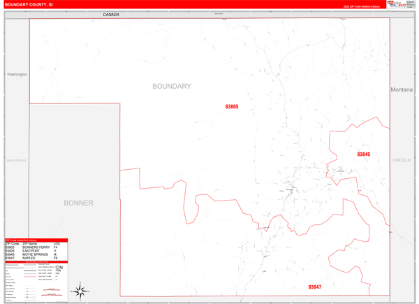 Boundary County Digital Map Red Line Style