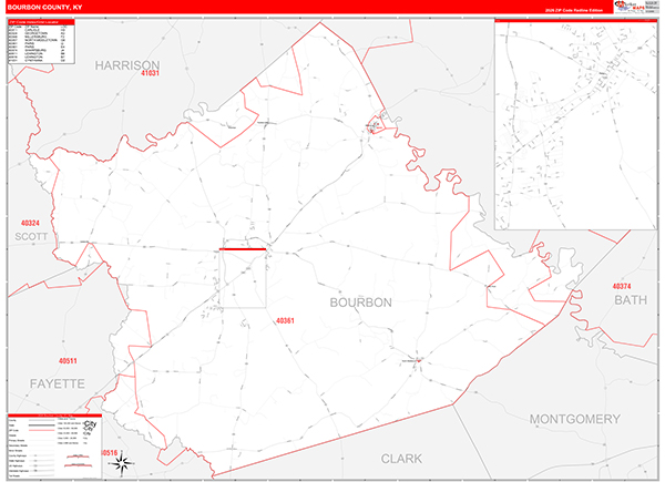 Bourbon County, KY Zip Code Map