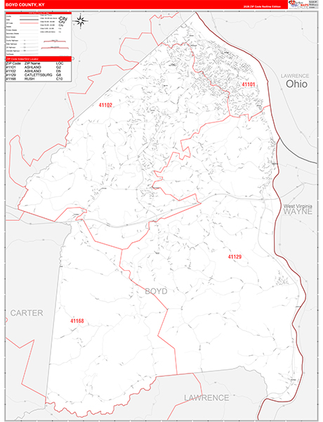 Boyd County, KY Zip Code Map