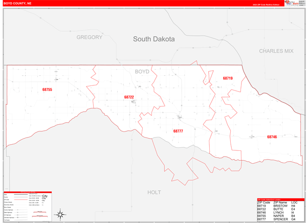 Boyd County Digital Map Red Line Style