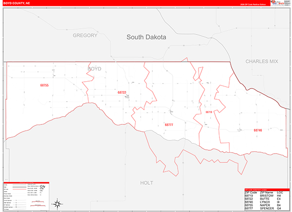 Boyd County, NE Carrier Route Wall Map