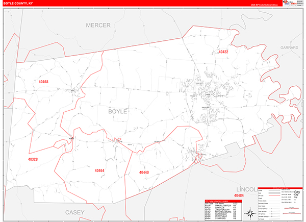 Boyle County, KY Zip Code Map