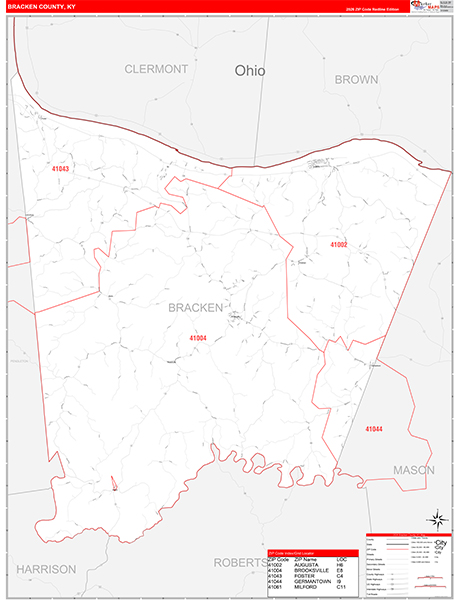 Bracken County, KY Zip Code Map