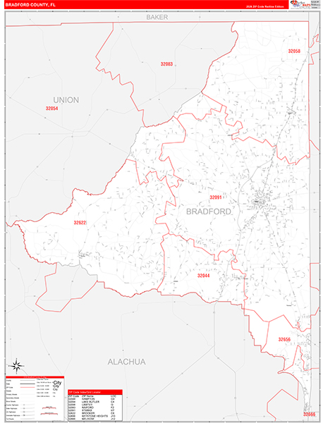 Bradford County, FL Zip Code Map