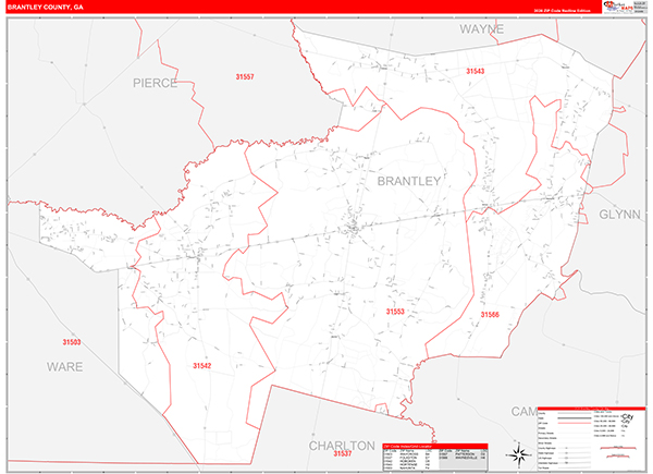 Brantley County, GA Zip Code Map