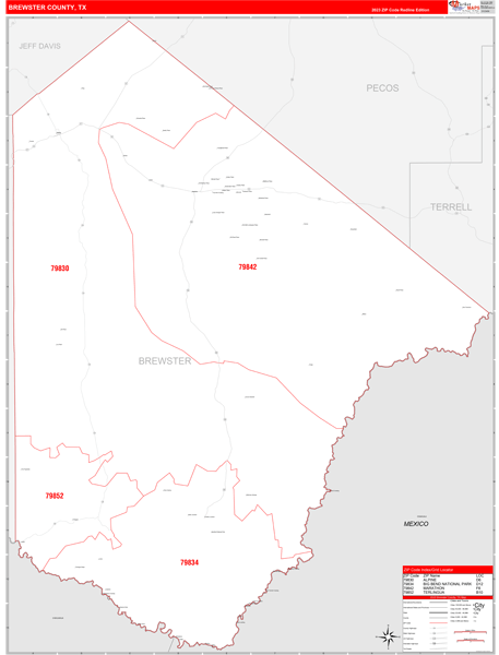 Brewster County Digital Map Red Line Style
