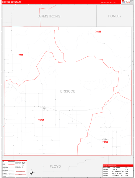 Briscoe County, TX Zip Code Wall Map