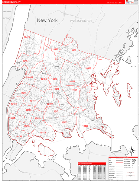 Bronx County, NY Zip Code Map