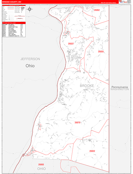Brooke County, WV Zip Code Map