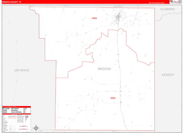 Brooks County, TX Zip Code Map
