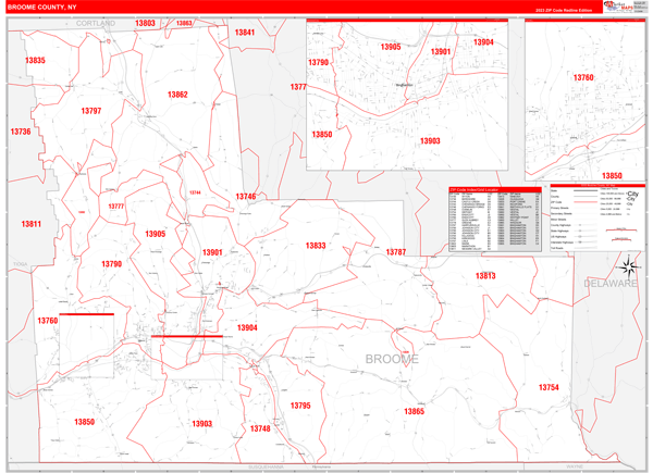 Broome County Digital Map Red Line Style
